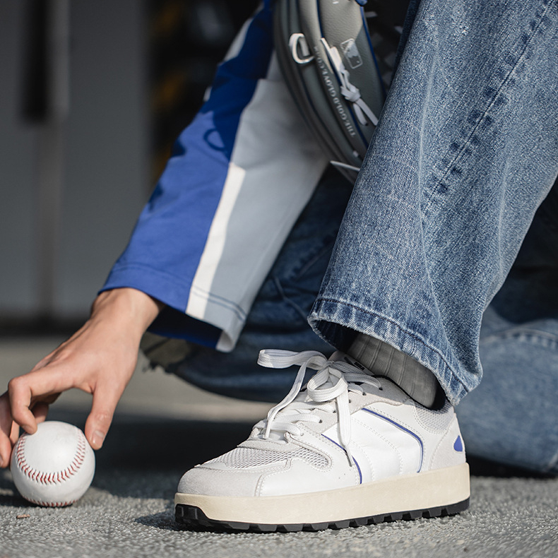 洋基藍厚底板鞋男鞋春季美式復古通勤百搭棒球運動休閒小白鞋