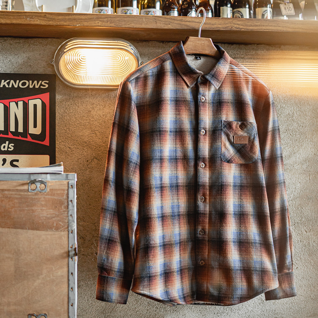 美式復古格子加絨襯衫外套搖粒絨保暖疊穿格紋襯衣男秋冬