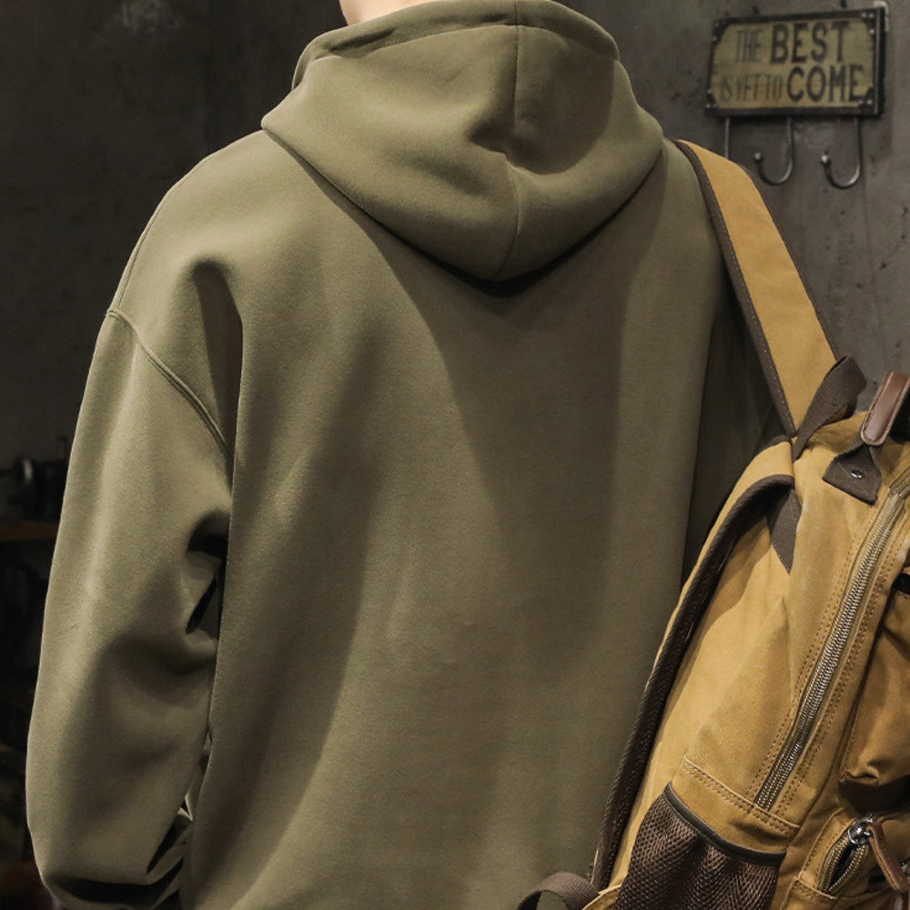 美式寬松連帽衛衣男2024年春秋新款上衣潮牌長袖T恤外套男裝