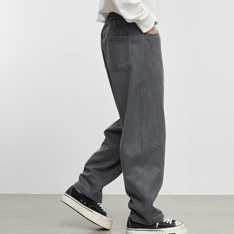 逸型加絨加厚休閒褲男秋冬季2025新款直筒褲衛褲保暖長褲