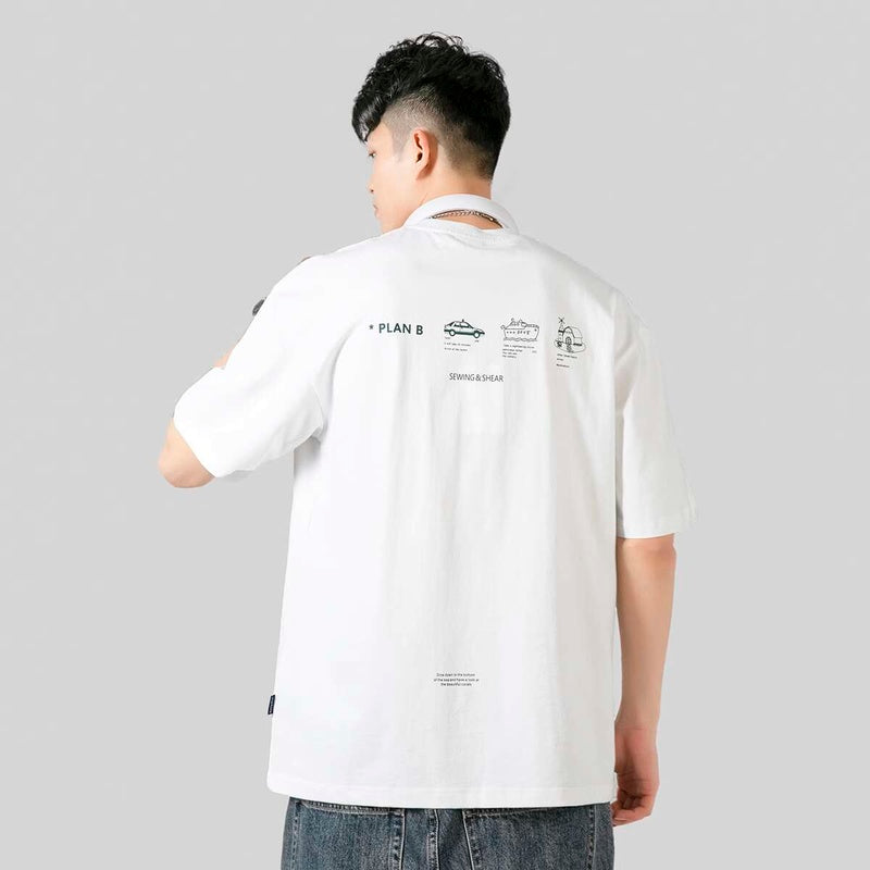 夏季新款印花圓領白色短袖男T恤ins潮流體恤tee