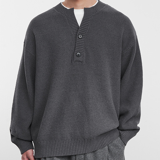 復古肌理假兩件針織衫簡約撞色慵懶風毛衣冬季男百搭上衣