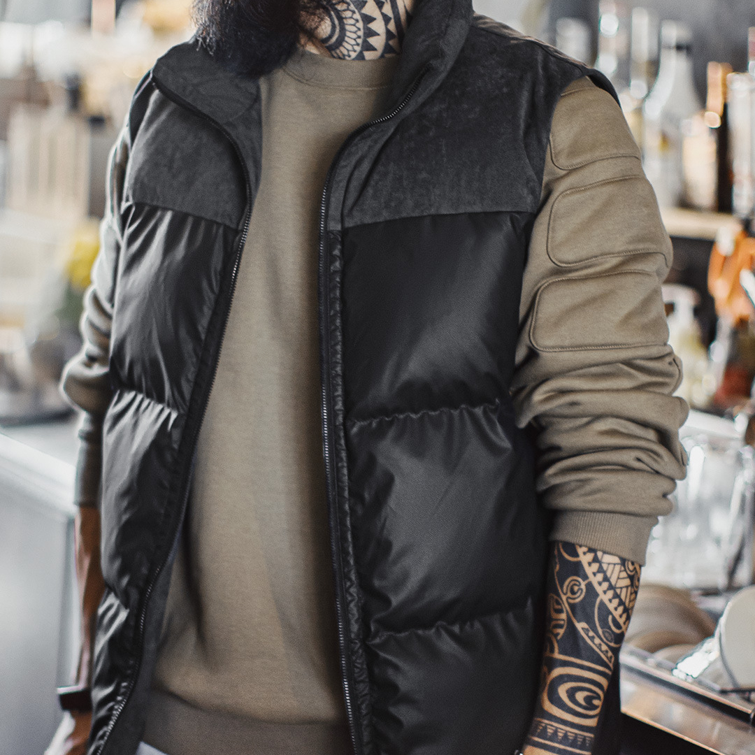 美式戶外保暖夾棉馬甲黑色山系立領無袖背心坎肩外套男秋