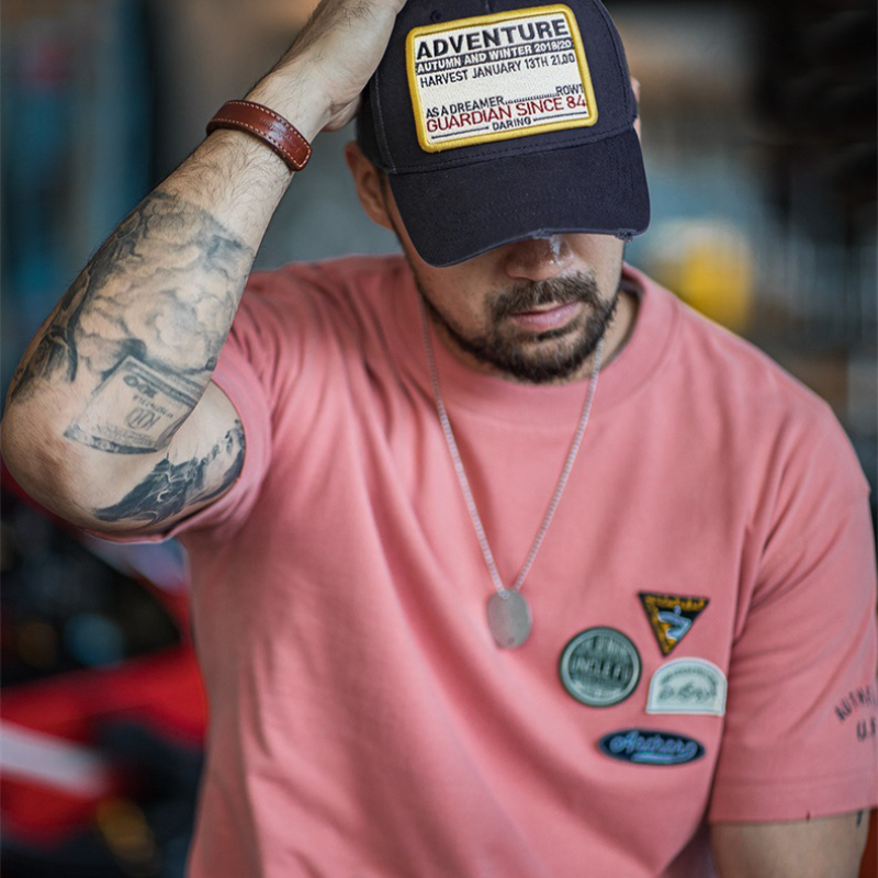 美式復古字母章仔棒球帽新款做舊彎檐鴨舌帽寬檐帽子男女