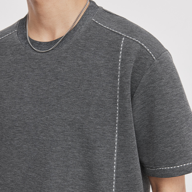 明显设计短袖T恤男夏季重磅260g圆领宽松透气高级感半袖上衣