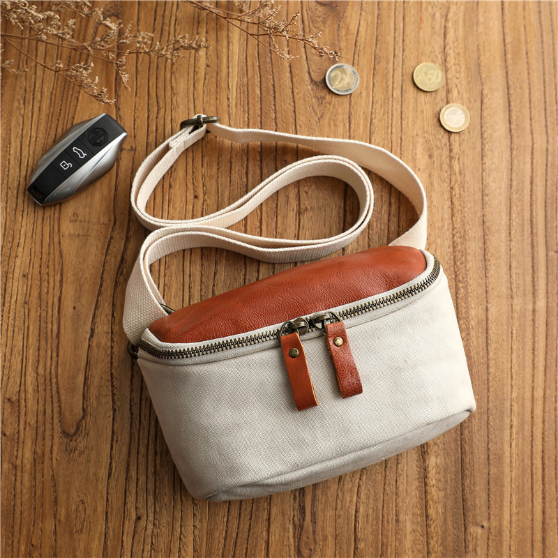 簡約小衆文藝街頭復古純棉帆布斜挎包男士手機包休閒大容量單肩包