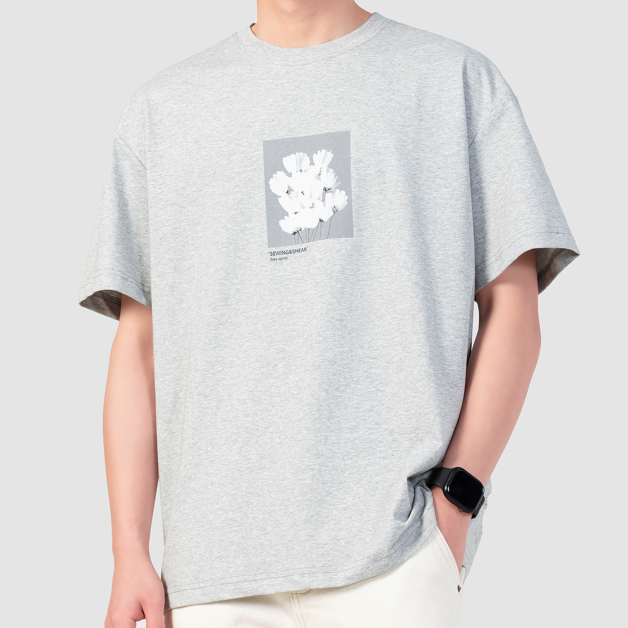 夏季冰感索羅娜速乾短袖T恤男寬鬆時尚印花冰絲半袖體恤