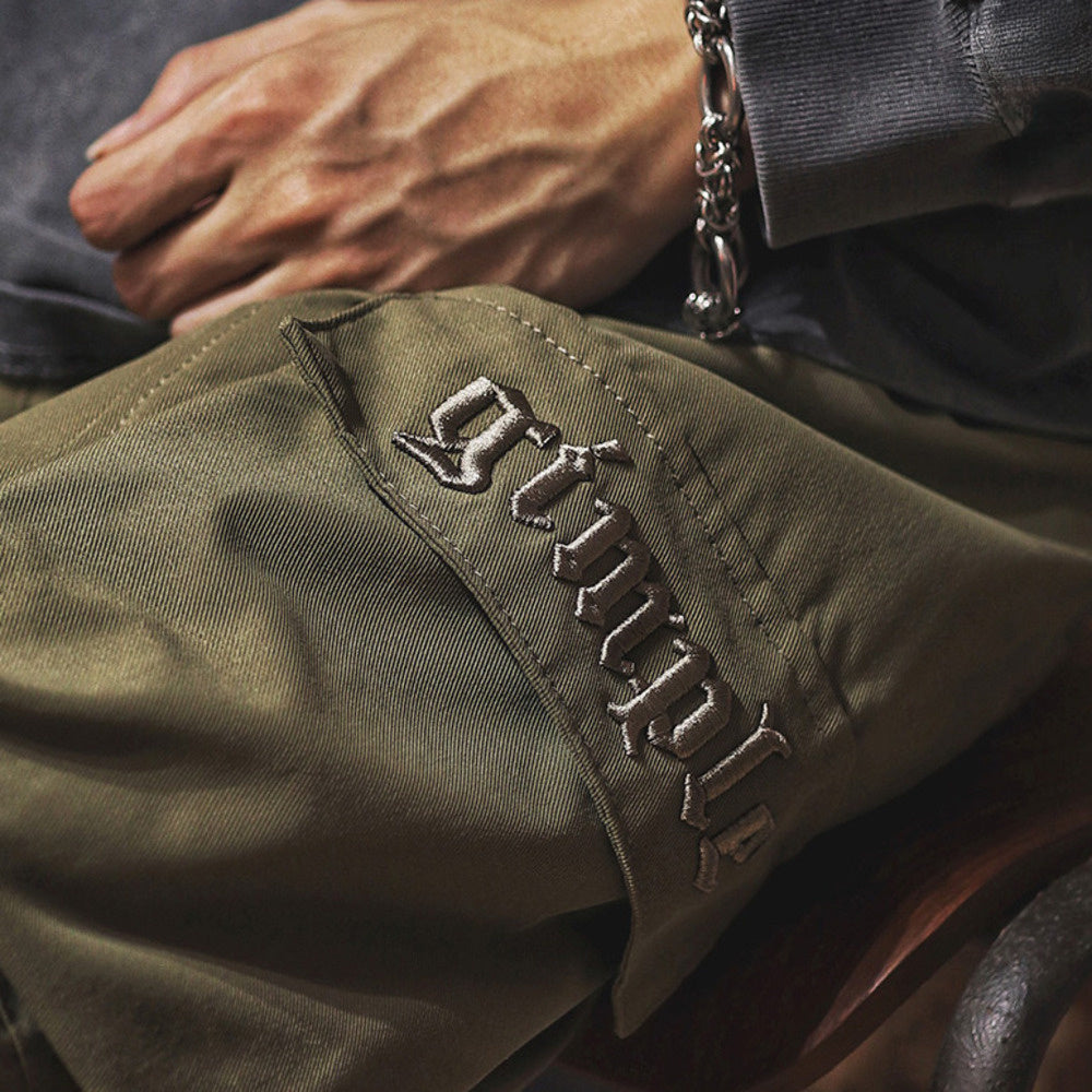 直筒寬松潮牌機能工裝褲男款春季美式復古高街男生束腳休閑長褲