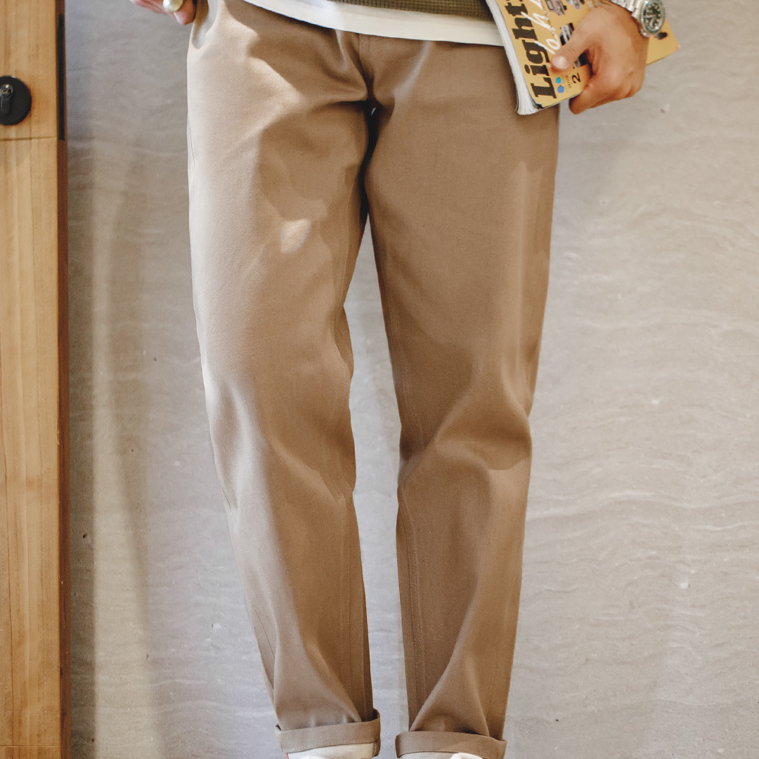 美式复古卡其原浆牛仔裤赤耳阿美咔叽丹宁直筒长裤男秋