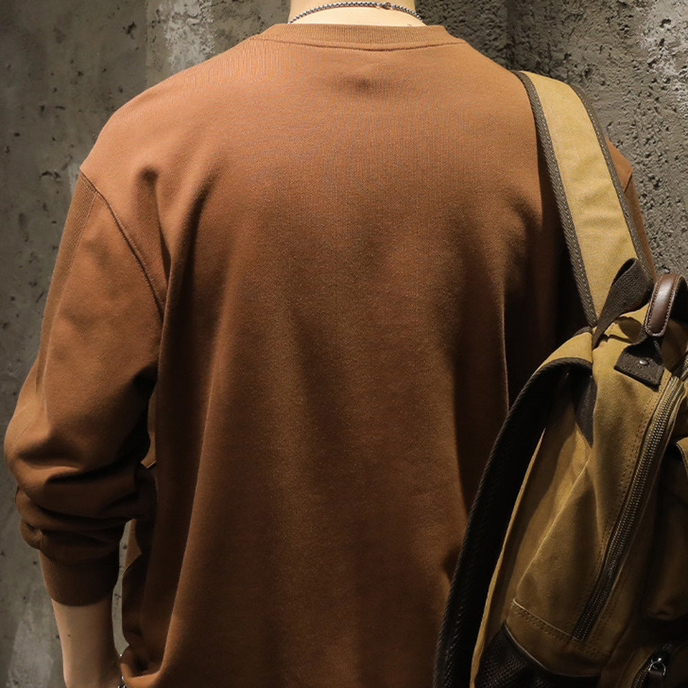 高级感美式圆领春秋季新款宽松大码拼接卫衣