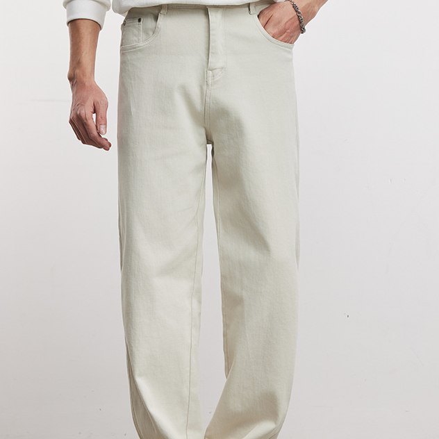 280g立体裁剪休闲直筒裤男春季纯色宽松口袋精致五金潮流长裤