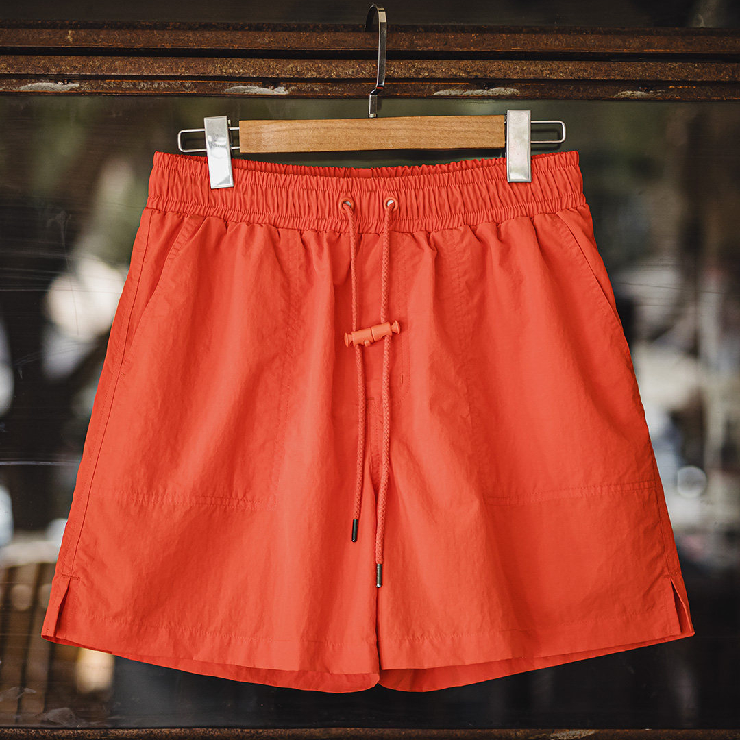 美式橘紅色海邊度假沙灘短褲塔絲隆外穿休閒五分褲男夏季