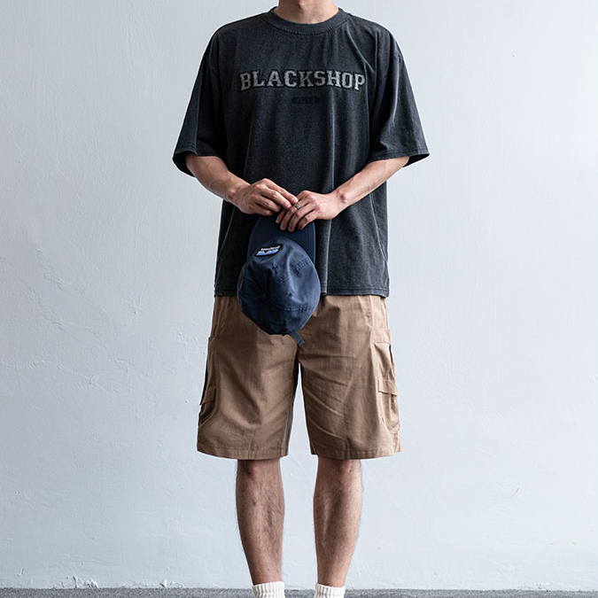 美式街頭潮牌字母刺繡做舊短袖T恤男夏季百搭寬鬆純棉半袖上衣tee