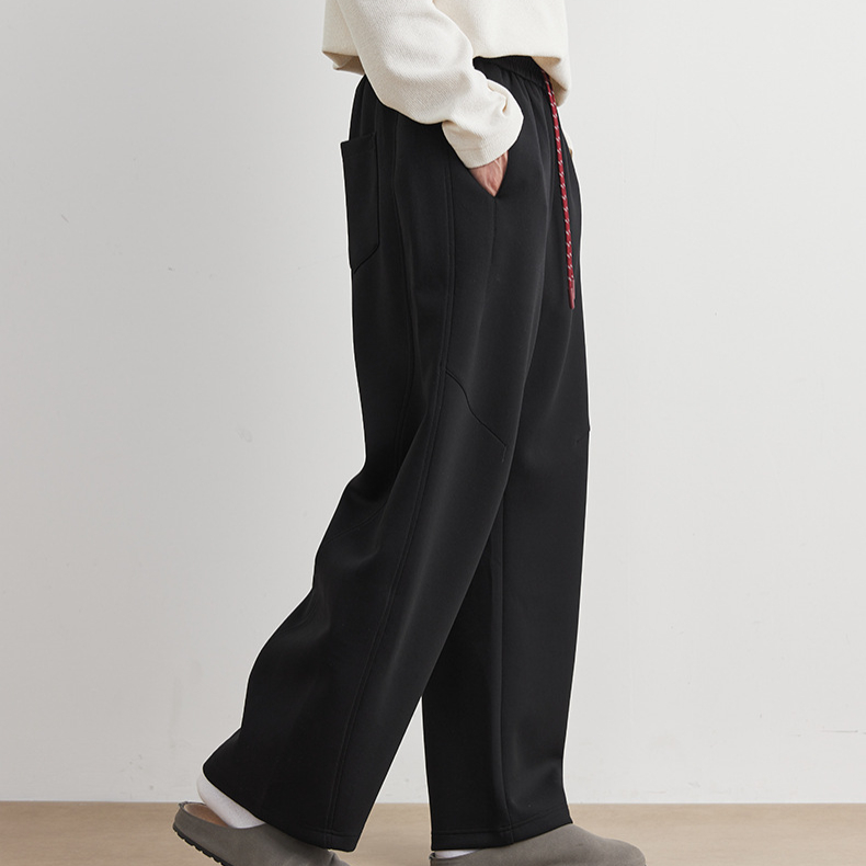 淺灰色直筒褲子男秋季新款美式彎刀運動寬鬆垂感闊腿衛褲