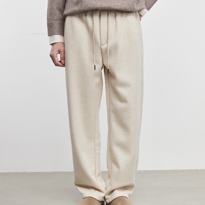 男士柔垂寬鬆休閒衛褲秋冬垂感直筒運動褲潮流百搭長褲