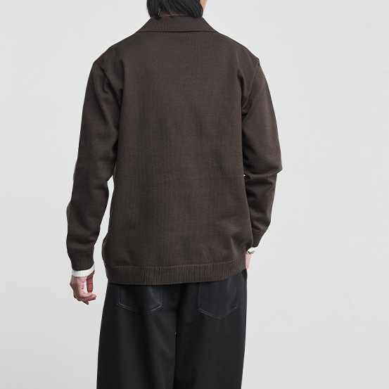 時尚簡約假兩件翻領針織衫男春秋季2026新款設計薄款毛衣上衣