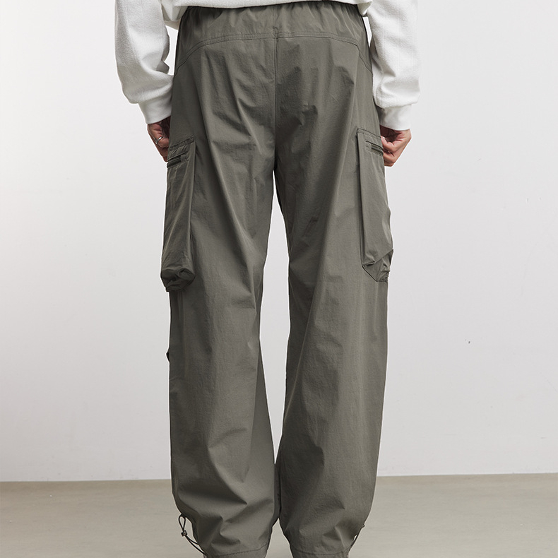 時尚吸汗速干休閒褲男春秋季2026新款戶外工裝褲薄款闊腿褲子