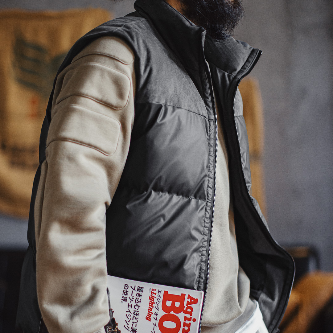 美式戶外保暖夾棉馬甲黑色山系立領無袖背心坎肩外套男秋