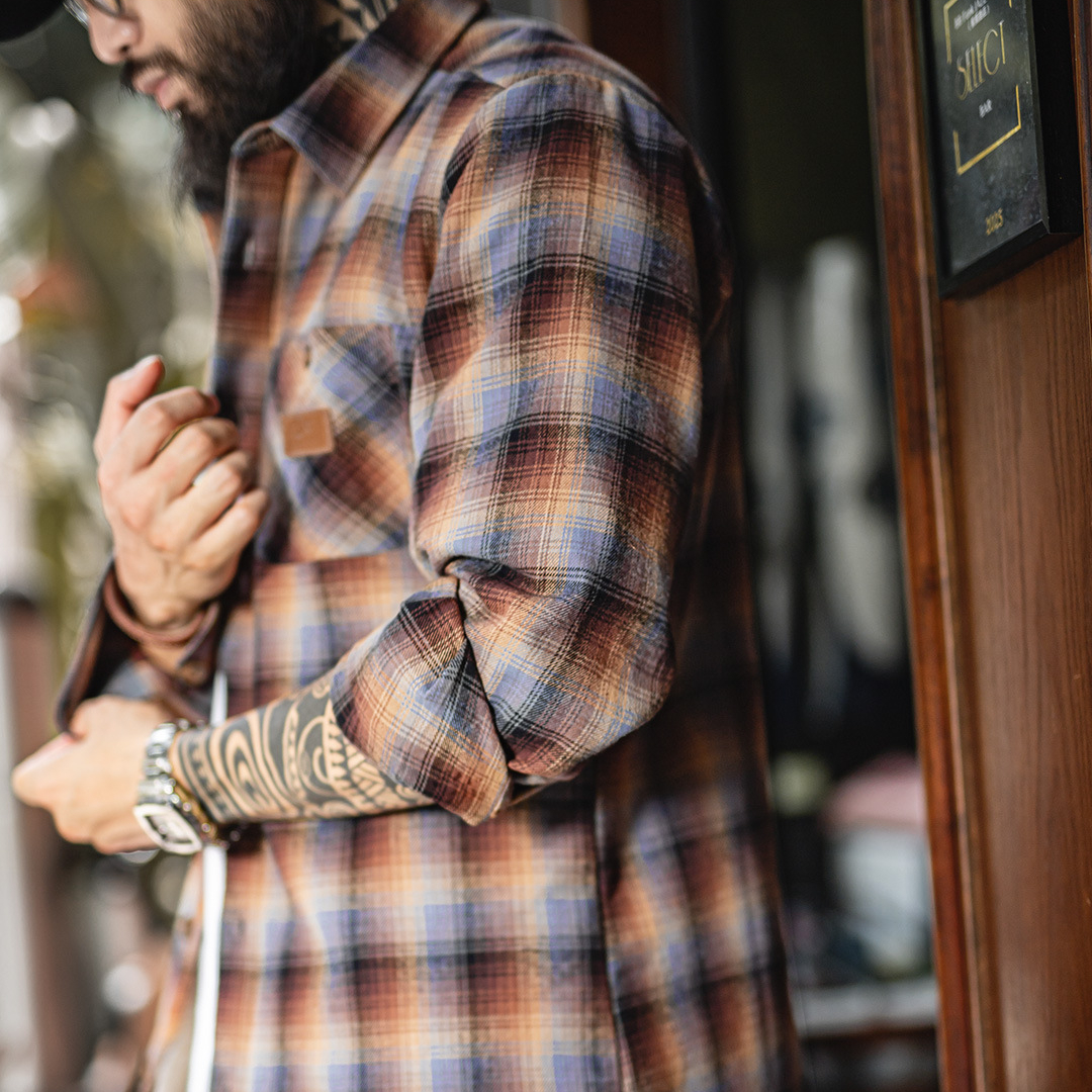 美式復古格子加絨襯衫外套搖粒絨保暖疊穿格紋襯衣男秋冬