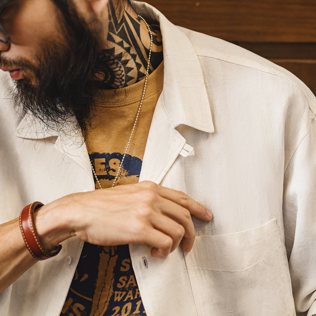 萊賽爾短袖襯衫天絲古巴領鬆弛感襯衣美式老錢風外套男夏