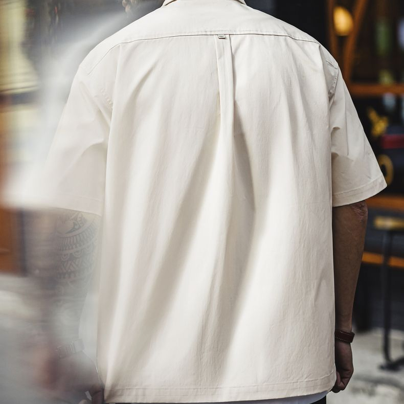 美式復古紀念碑谷古巴領襯衫短袖印花vintage襯衣男春夏