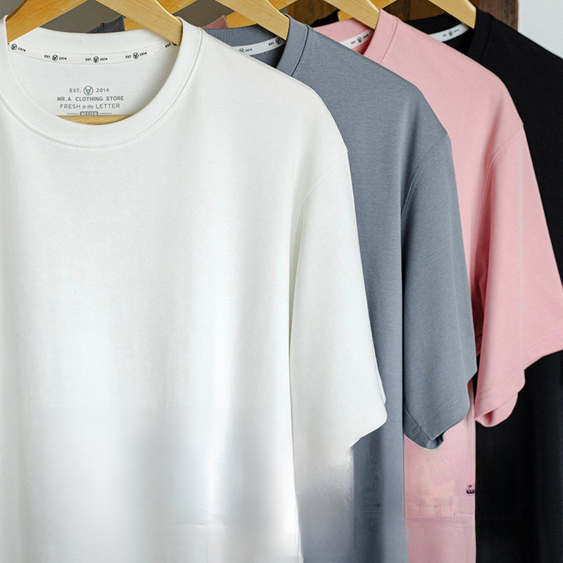 男裝70支匹馬棉短袖T恤棉涼感吸溼抗皺圓領打底純色半袖體恤夏