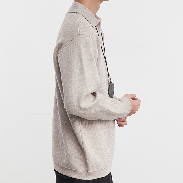 質感針織假兩件重磅毛衣730g海鷗領針織衫上衣男冬季內搭