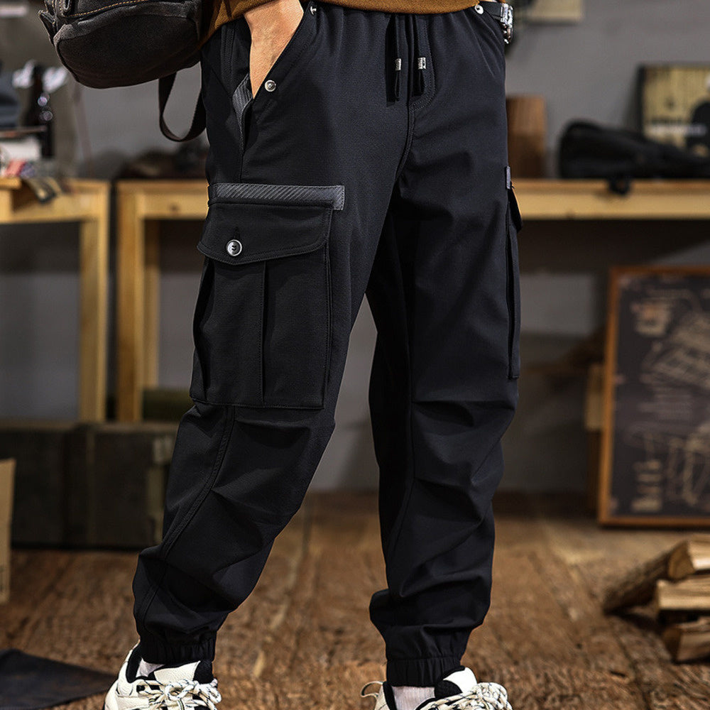 高端美式潮牌戶外沖鋒痞帥工裝褲男秋冬新款寬松束腳休閑褲子