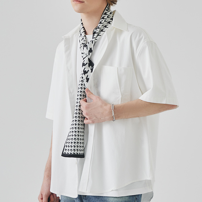 夏季男士短袖襯衫高級感莫代爾寬鬆休閒翻領襯衣百搭上衣