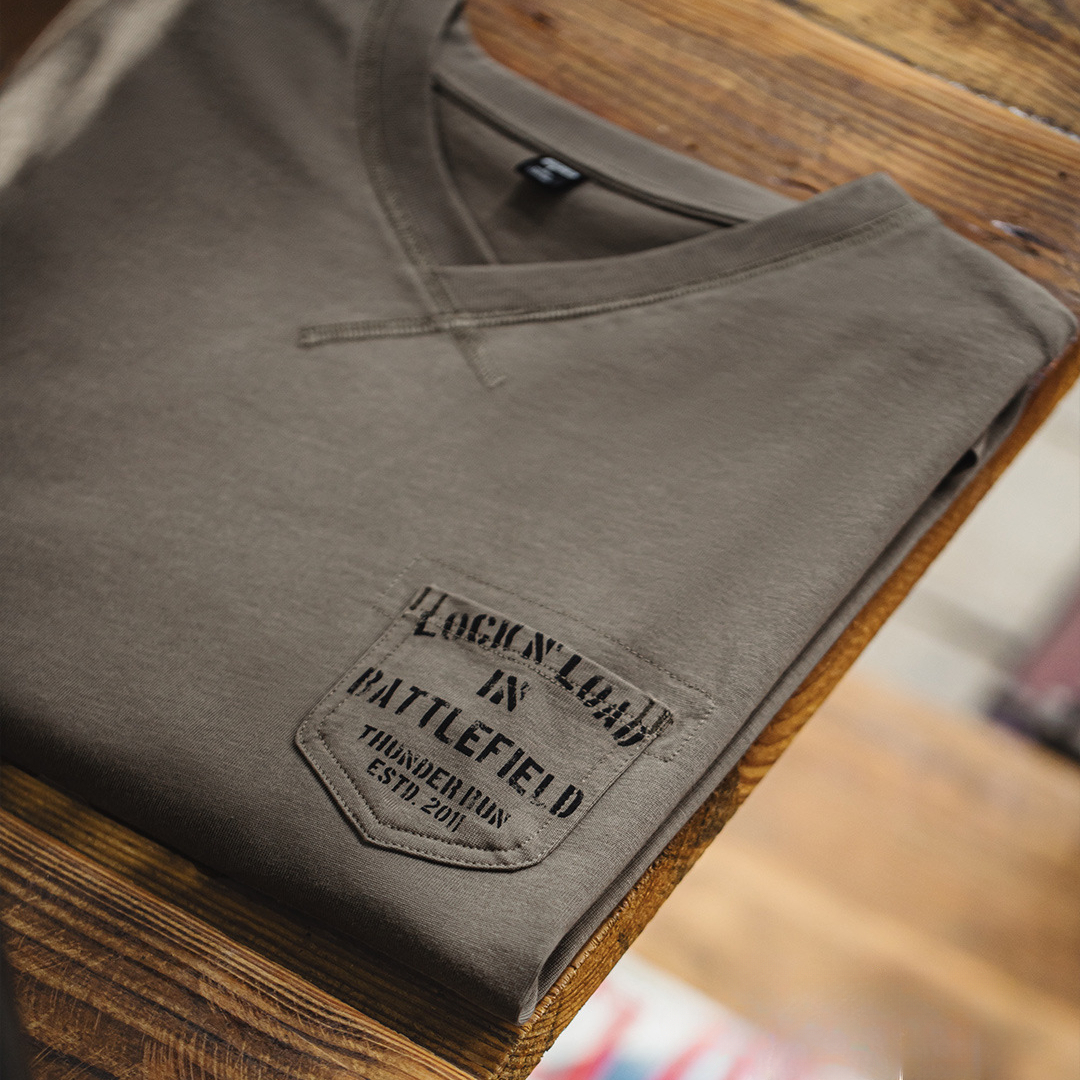 美式復古軍事風口袋T恤螺紋領口體能訓練硬漢短袖男夏季