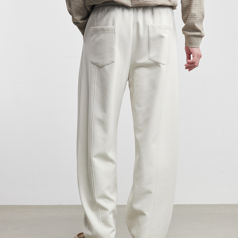 新款垂感休閒褲男士寬鬆高級感純色長褲春季時尚百搭通勤褲子