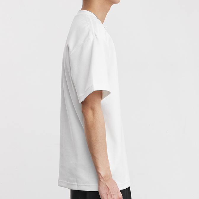 重磅270g拼接明線裝飾T恤男夏季圓領格紋微闊潮流通勤短袖