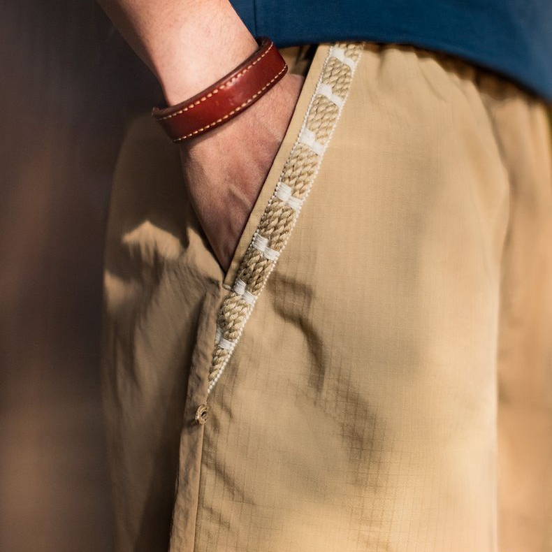 山系速乾卡其色短褲大口袋梭織直筒薄款沙灘五分褲男夏季