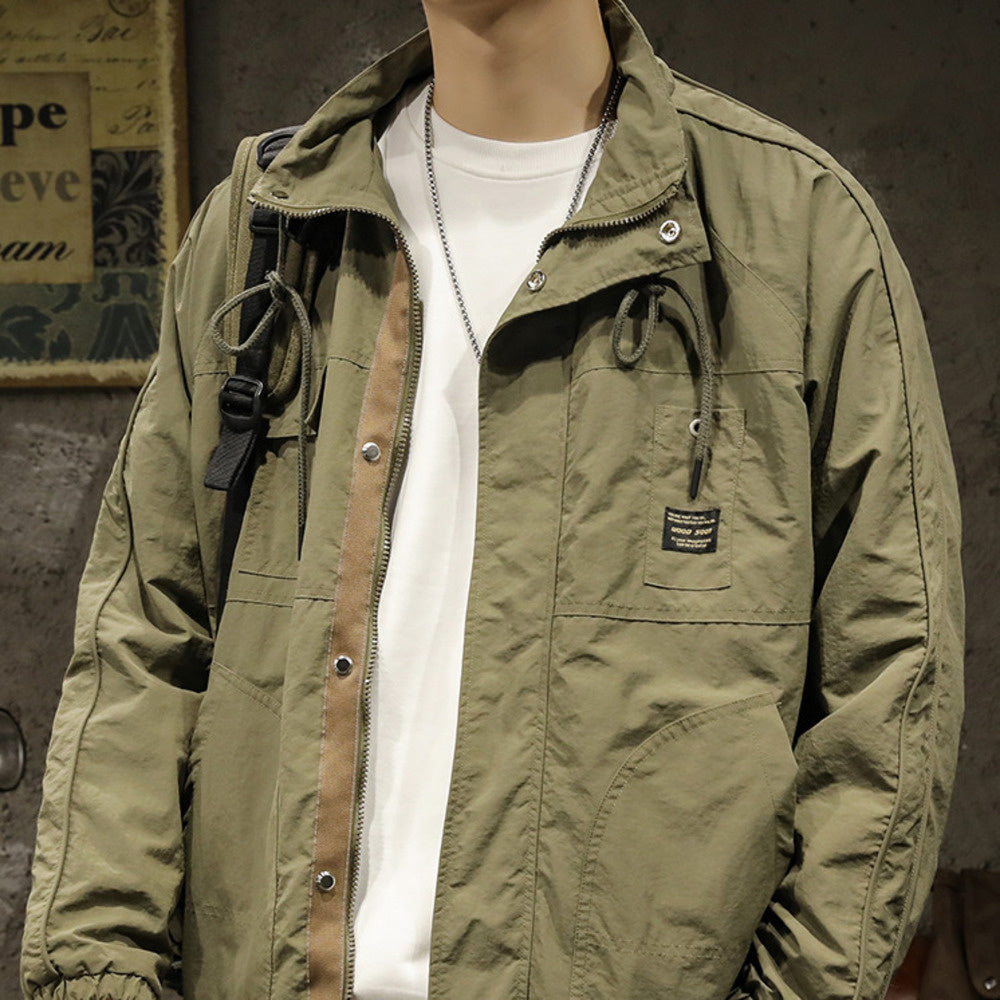 山系戶外復古潮牌翻領工裝夾克男士春秋季休閑沖鋒衣寬松外套