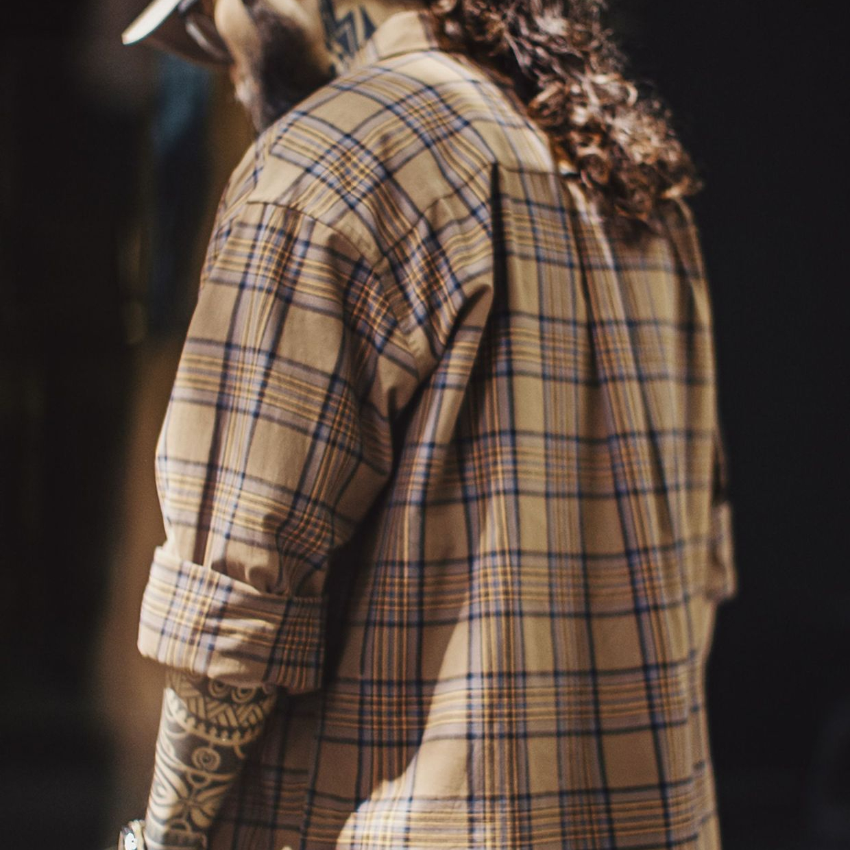 美式復古格子襯衫薄款長袖純棉外套式棕色格紋襯衣男夏秋