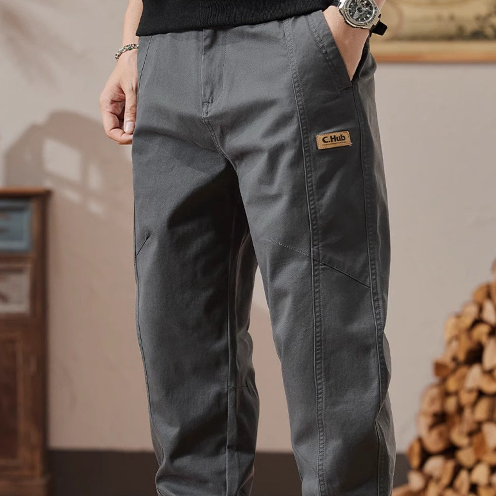 美式休閑褲男士春秋季新款寬松束腳哈倫工裝褲