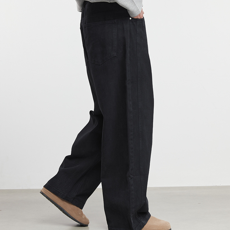 淺境彎刀休閒褲男士春秋季2025新款寬鬆直筒純棉闊腿褲子
