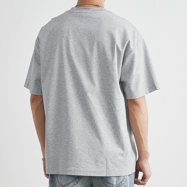 重磅220g棉圓領短袖T恤男夏季寬鬆牛仔貼布Nota字母印花上衣