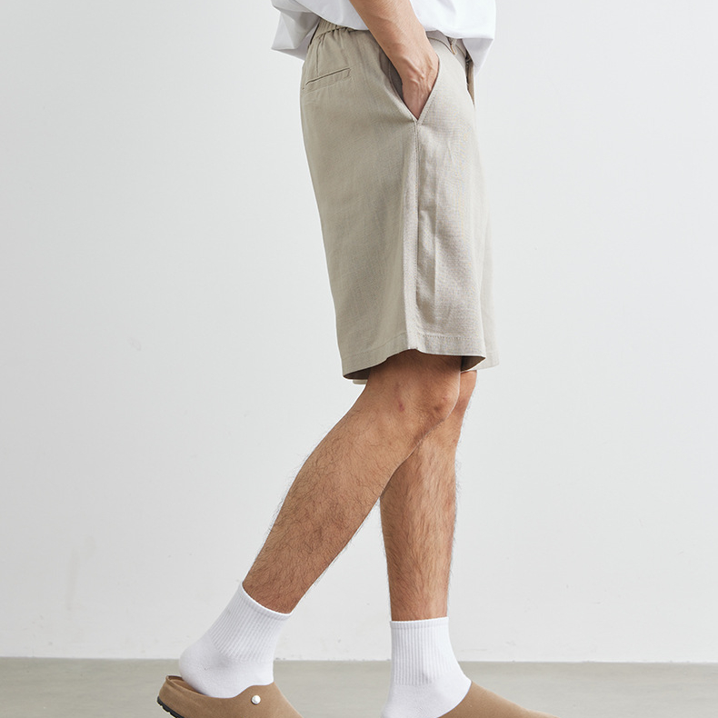 萊賽爾天絲休閒短褲男士夏季2025新款寬鬆舒適亞麻褲子潮