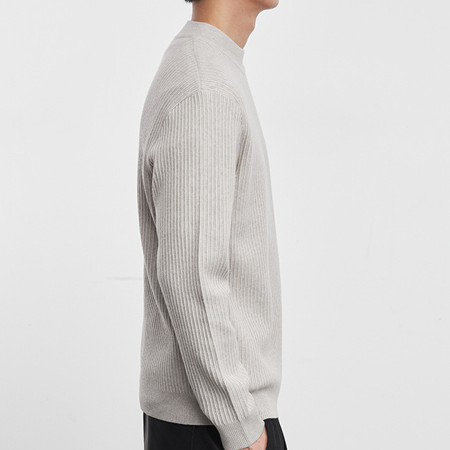 圓領淨暖豎條紋針織衫男冬季2025新款潮流加厚冬裝打底衫