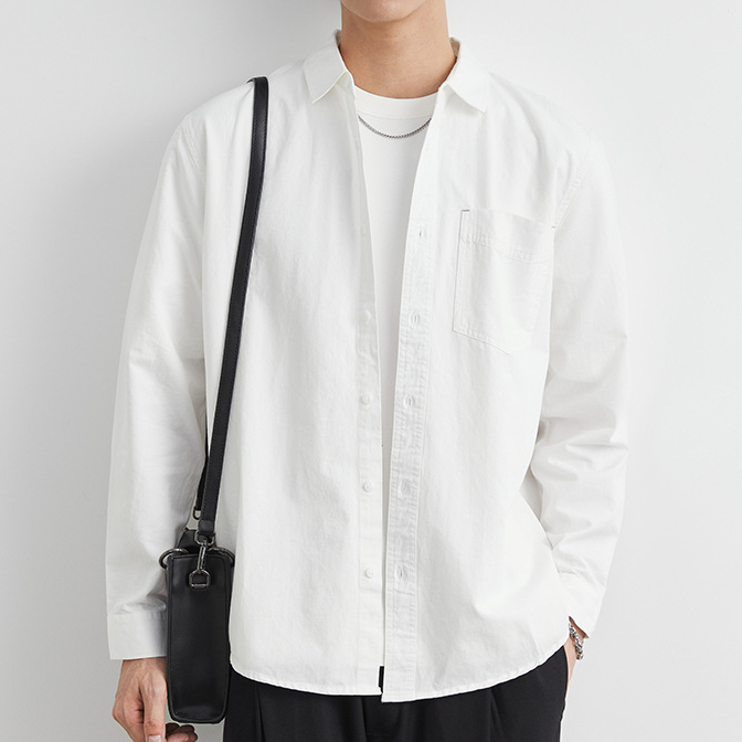 純棉工裝長袖襯衫男款春秋季2025新款寬鬆日系襯衣上衣潮