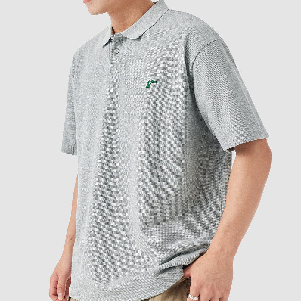 高端美式polo衫短袖男夏季寬松ins潮牌肌理感翻領T恤