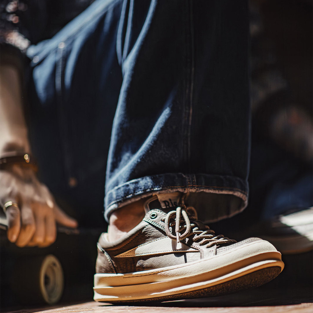 秋季新款男士復古RO美式高街板鞋厚底增高棕色cleanfit休閒鞋