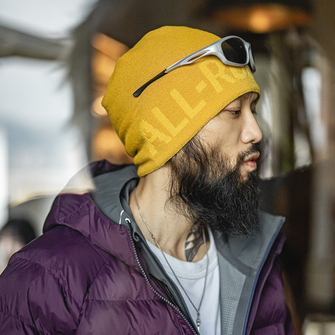 美式黃色提花針織帽冬帽山系日雜冷帽保暖大頭圍編織帽男