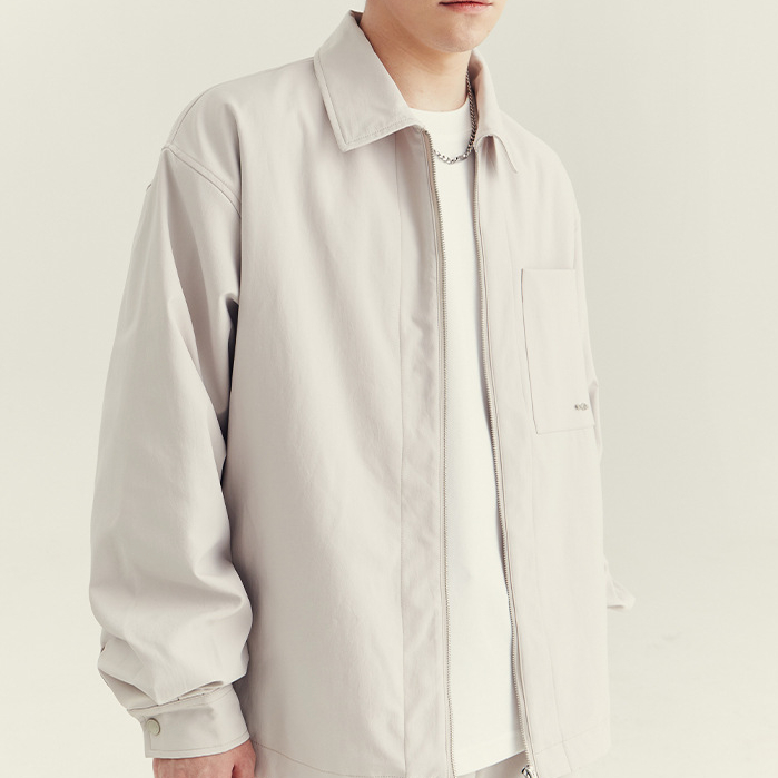 男士翻領夾克外套秋冬季新款高級感潮款寬鬆休閒抽繩外衣