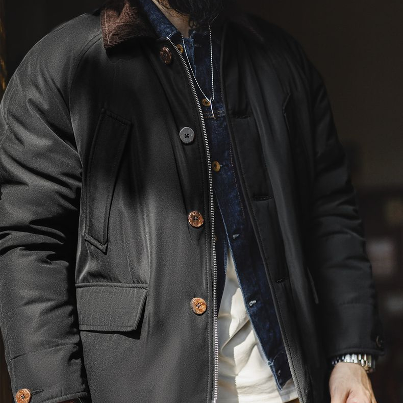 美式復古Safari獵裝夾克棉服翻領加厚保暖棉衣外套男秋冬