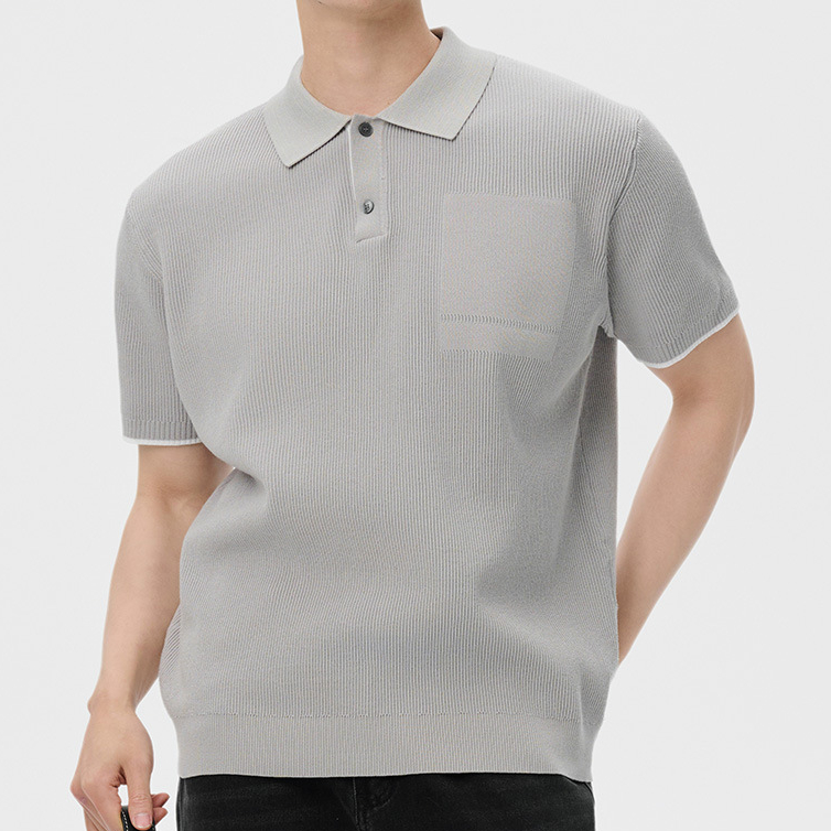 商務休閒針織短袖polo衫男高級感夏季撞色翻領上衣馬球衫