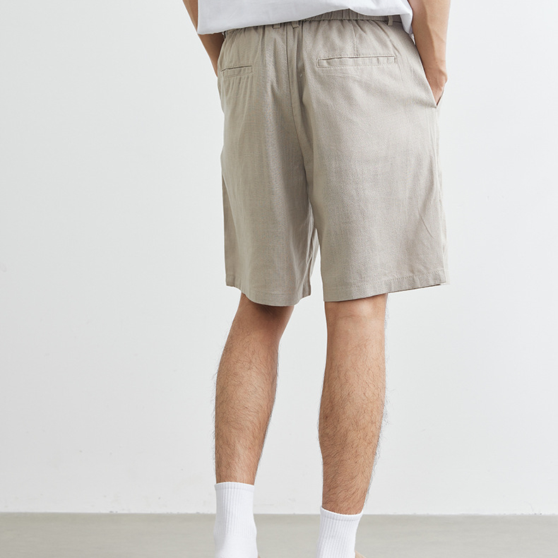 萊賽爾天絲休閒短褲男士夏季2025新款寬鬆舒適亞麻褲子潮