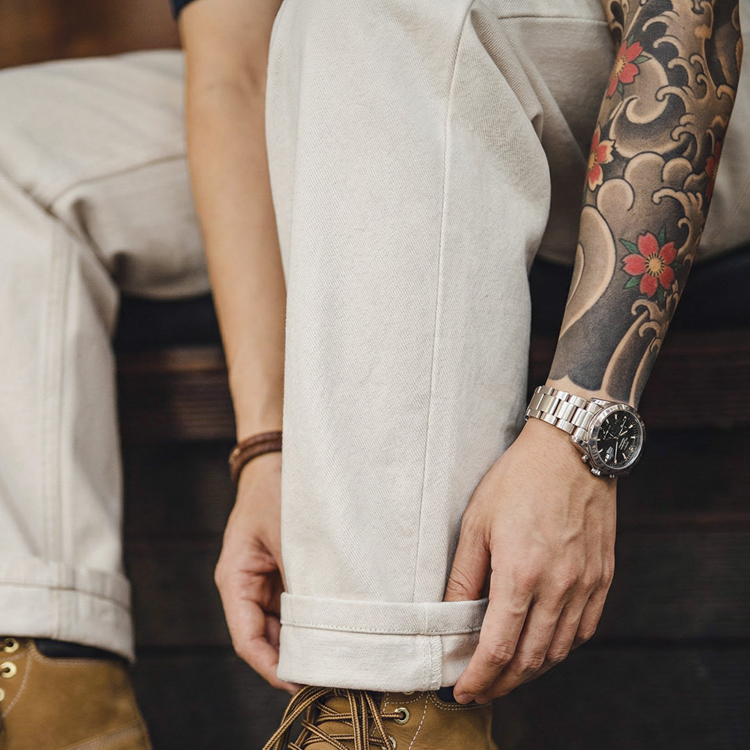 美式復古白色牛仔褲直筒cleanfit闊腿垂感寬鬆休閒褲男冬