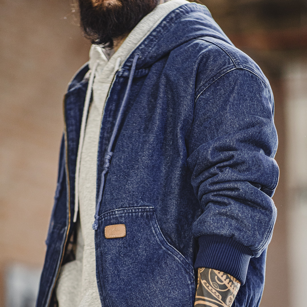 美式復古水洗牛仔J130連帽夾克重磅做舊Vintage外套男秋